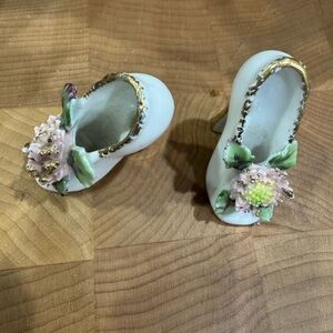 Floral miniature porcelain china shoes